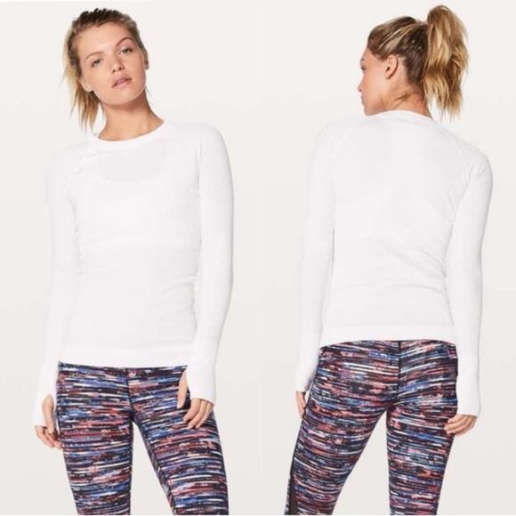 Lululemon Rest Less Textured Crew Neck Active Pullover White / White Size M/L - Picture 1 of 12